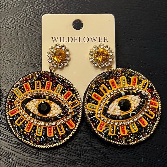 Wildflowers Jewelry - Vibrant Boho Beaded Evil Eye Earrings